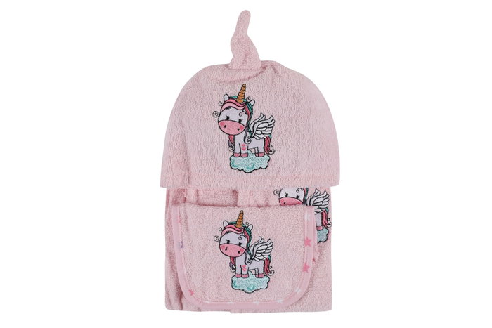 Mijölnir Set de Baño para Bebé de Algodón 100% Rosa - 0-2 Años